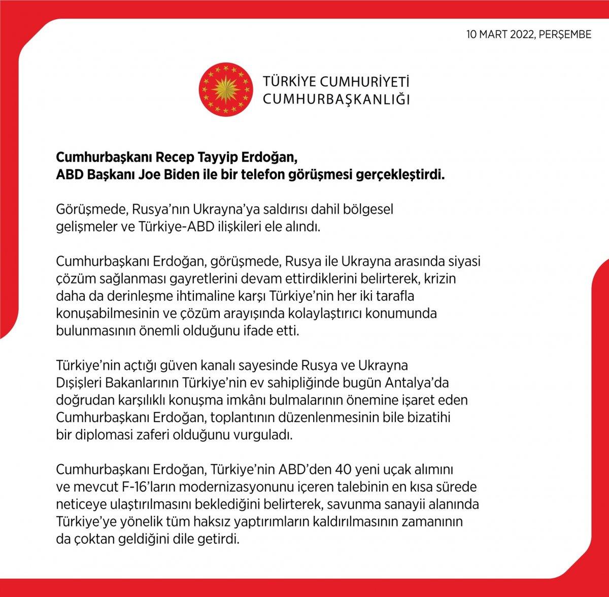 Cumhurbaşkanı Erdoğan, Joe Biden ile görüştü