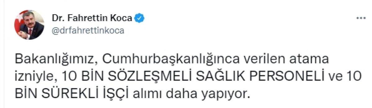 Fahrettin Koca: 20 bin yeni personel alınacak