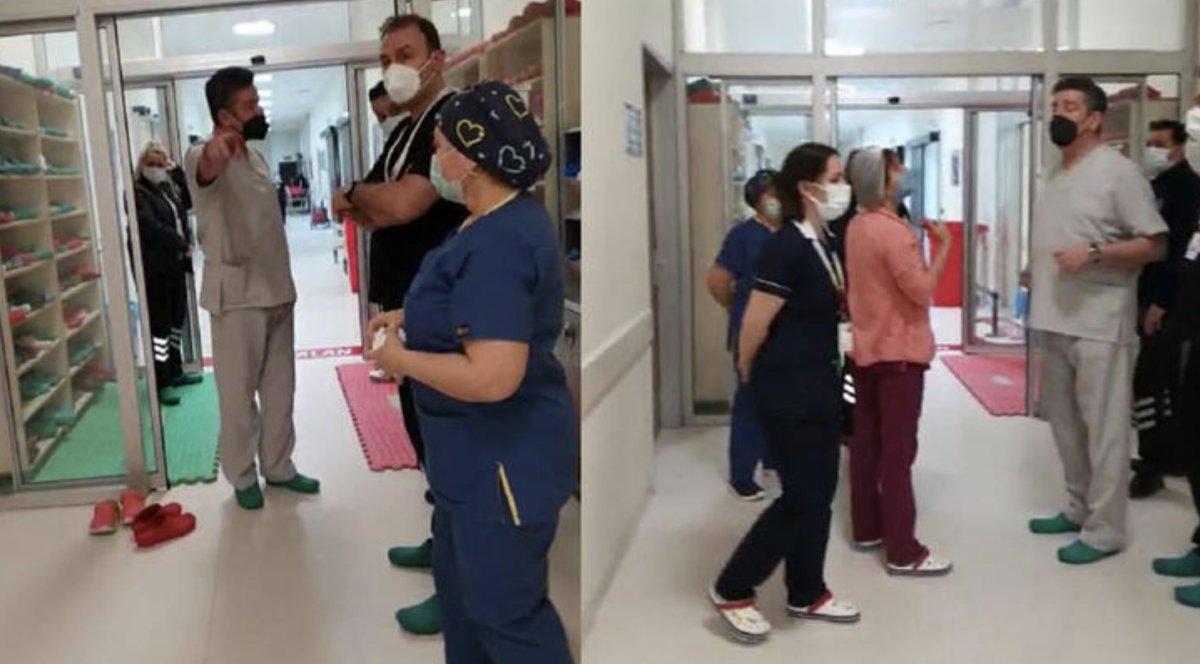 Balıkesir'de başhekim ile grevdeki doktorlar arasında tartışma