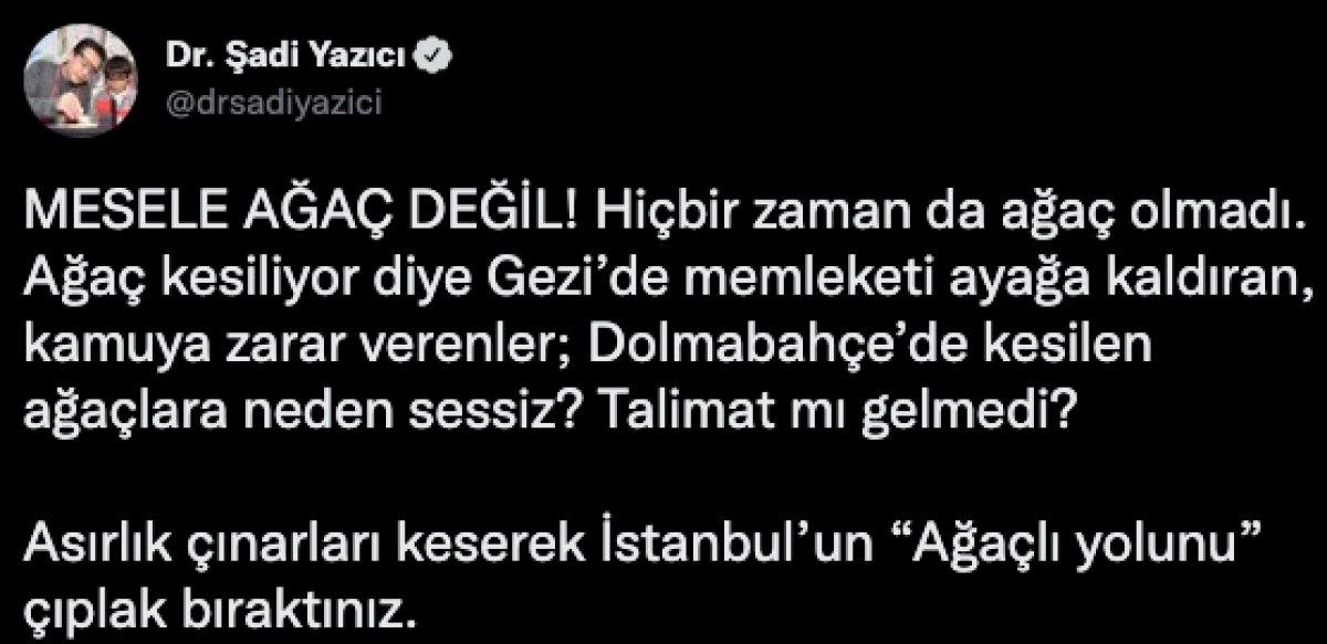 Şadi Yazıcı'dan İBB'nin ağaç katliamına sert tepki