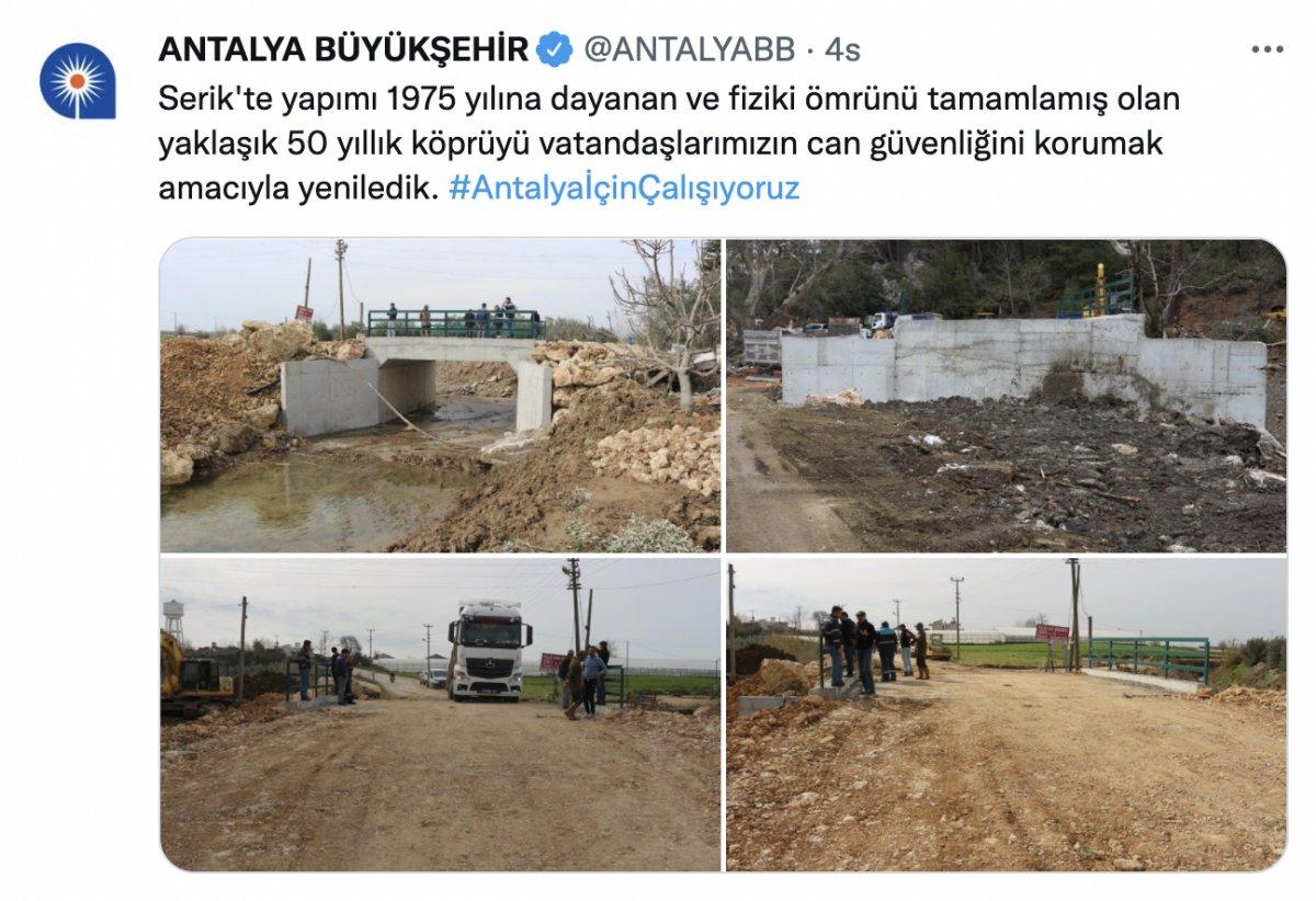 Antalya'da 1975 yılında yapılan köprü yenilendi