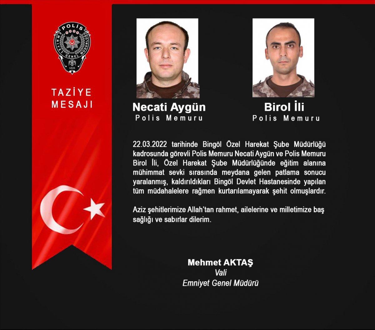 Bingöl'de Özel Harekat Şube Müdürlüğü'nde patlama