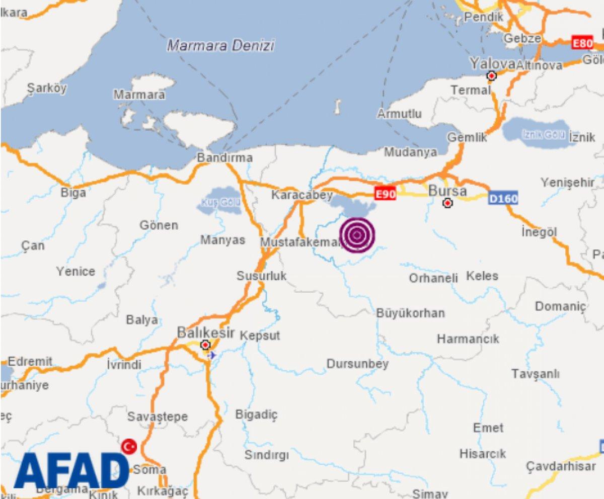 Bursa'da 4.3 büyüklüğünde deprem