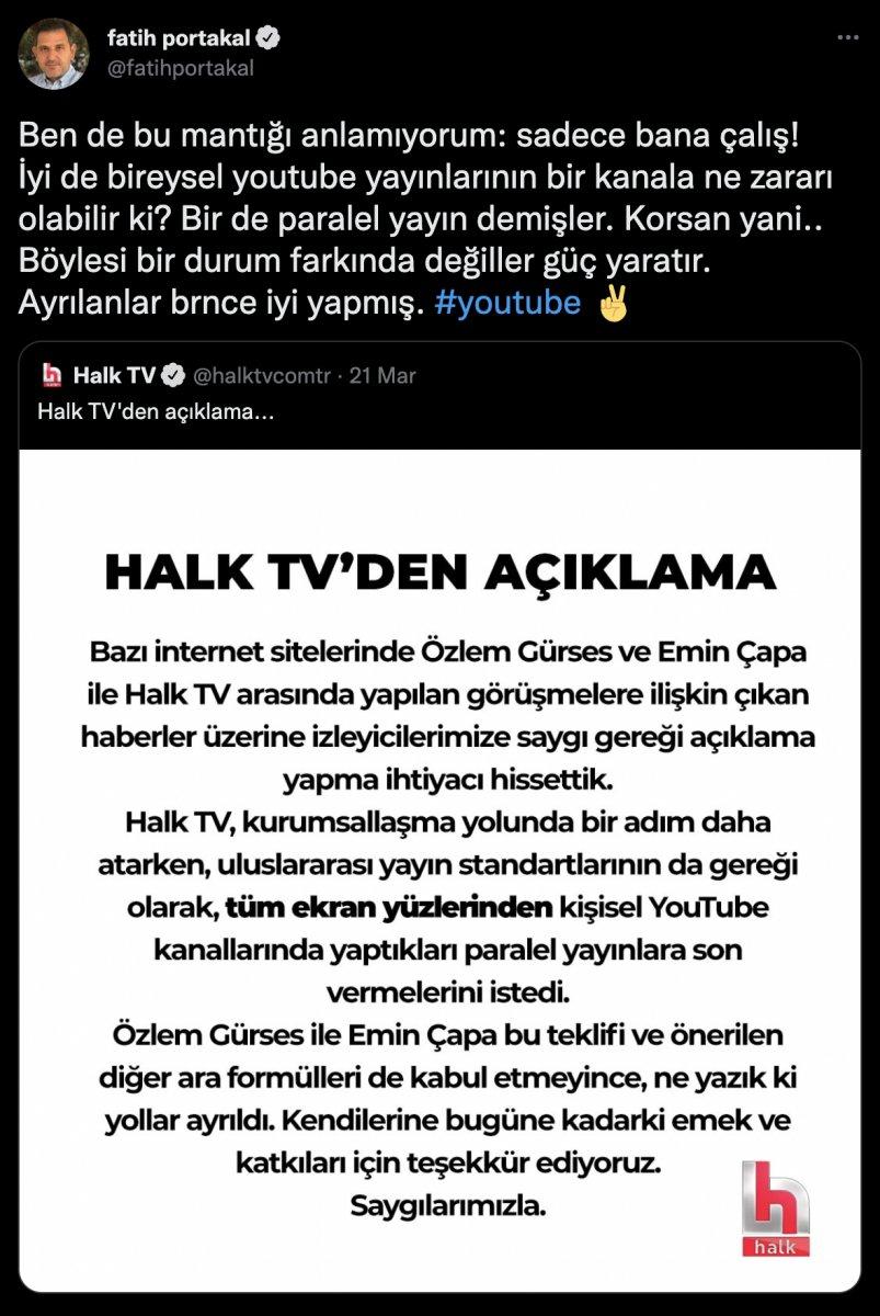 Fatih Portakal'dan Halk TV'den ayrılanlar isimlere destek