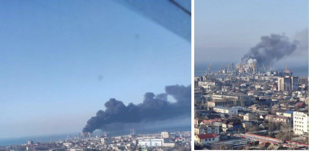 Ukrayna Berdyansk'ta Rus çıkarma gemisini vurdu