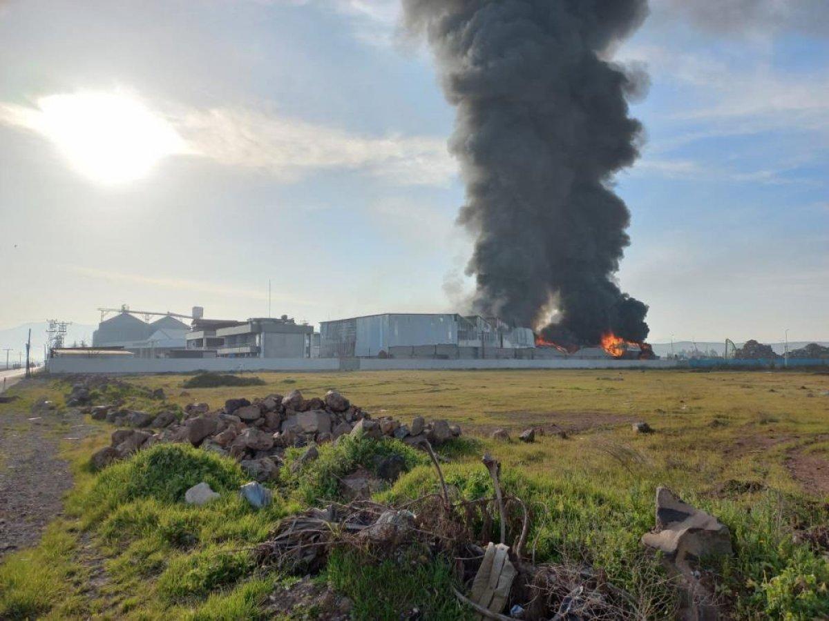 Osmaniye'de geri dönüşüm fabrikası yandı
