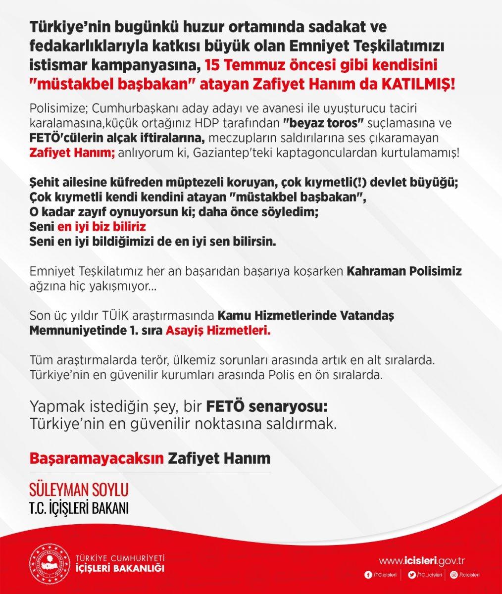 Süleyman Soylu'dan, Meral Akşener'in başbakanlık sözlerine tepki