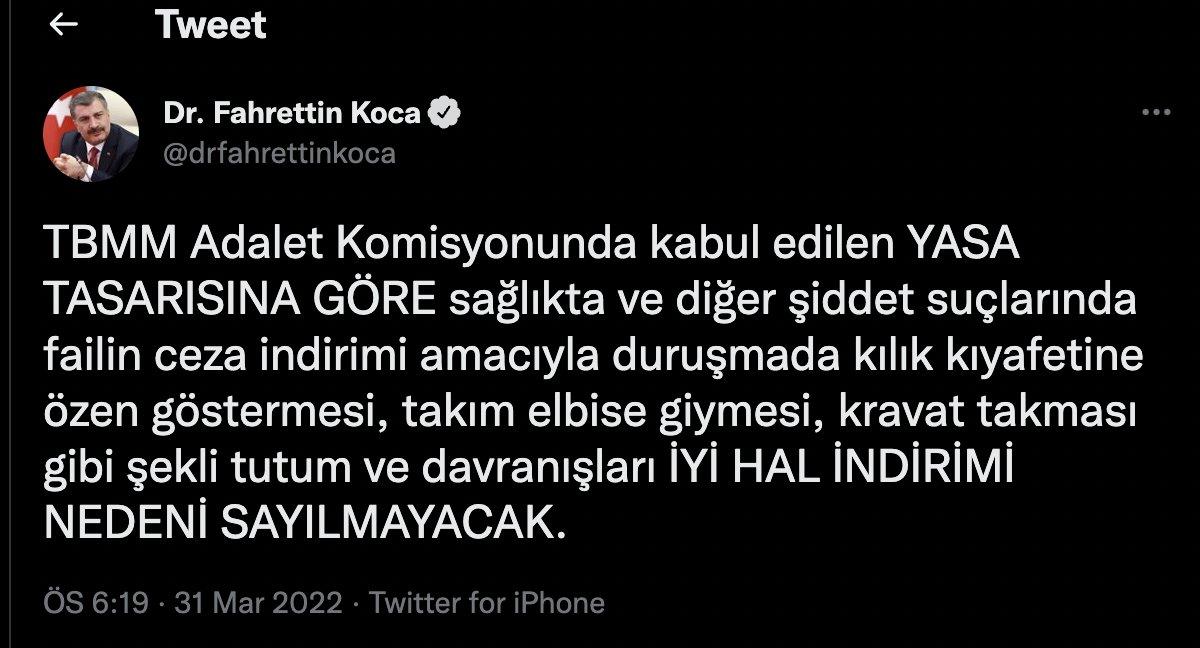 Fahrettin Koca'dan sağlıkta şiddet yasasıyla ilgili açıklama