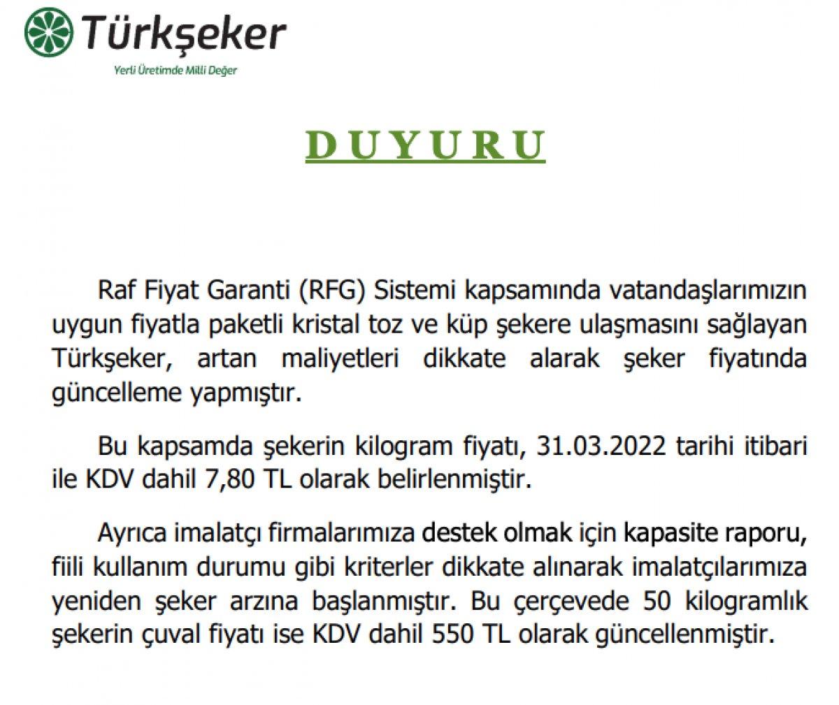 Şekere yüzde 31 zam geldi