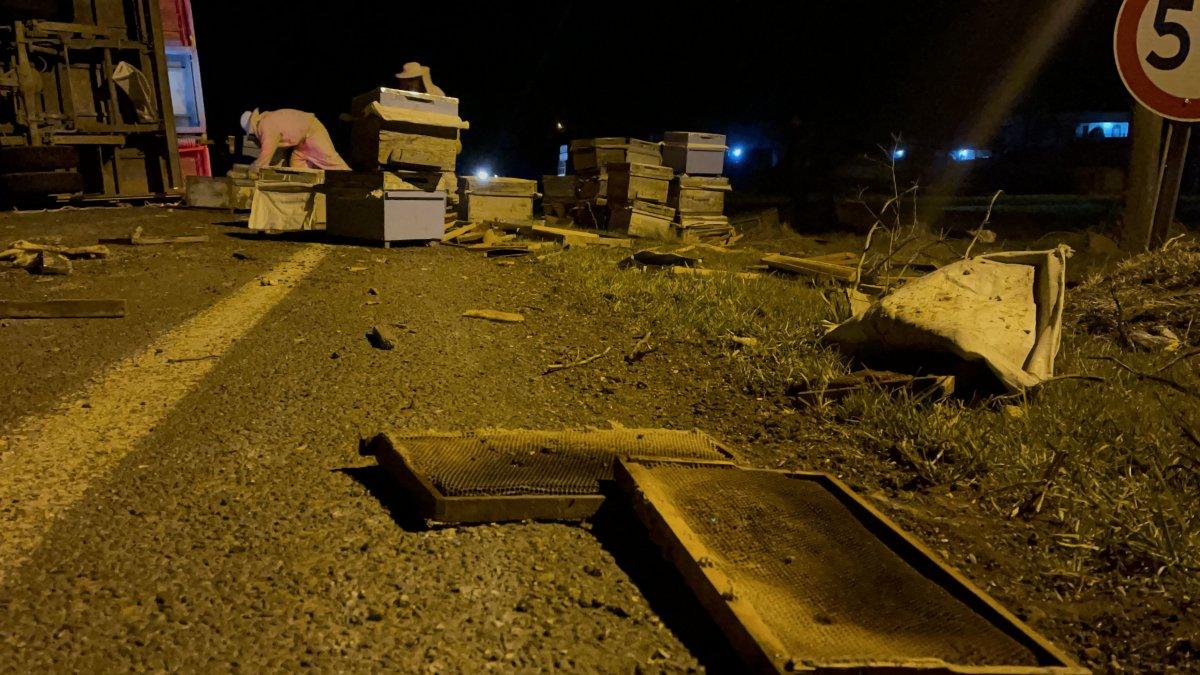 Şanlıurfa’da kovan yüklü pikap kaza yaptı, arılar yola saçıldı