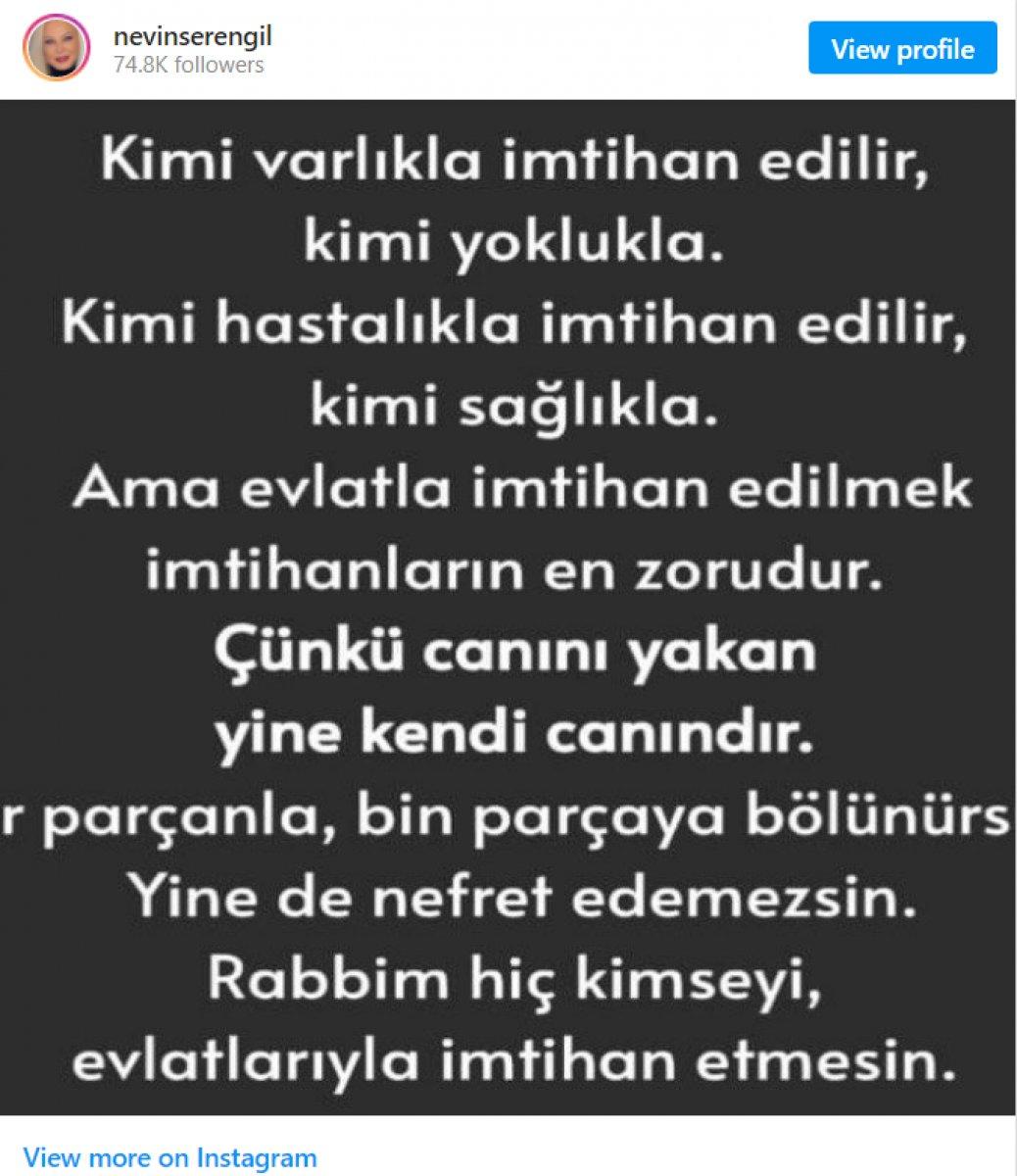Seren Serengil'in annesi Nevin Serengil'den manidar paylaşım