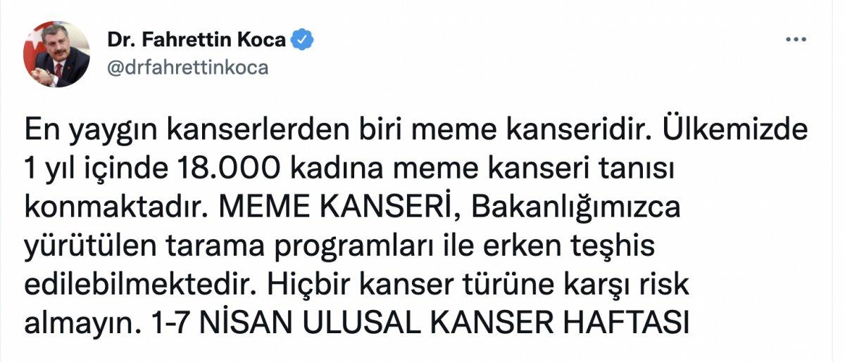Fahrettin Koca: Hiçbir kanser türüne karşı risk almayın
