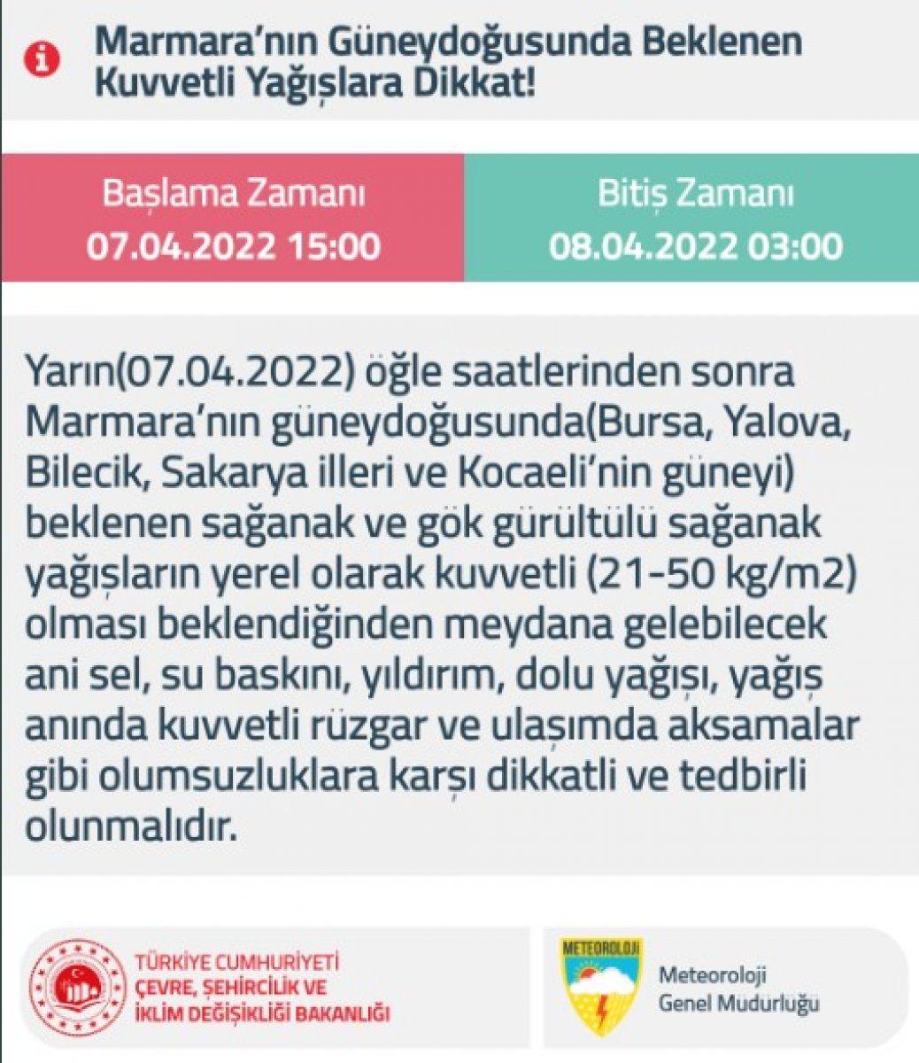 Meteoroloji'den Bursa için lodos uyarı