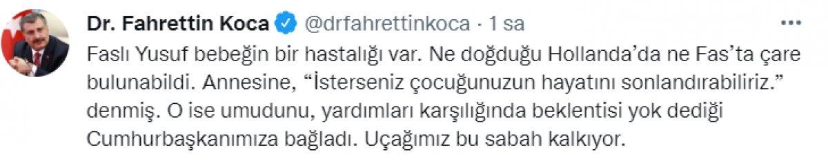 Faslı Yusuf bebek tedavi için Türkiye'ye getiriliyor