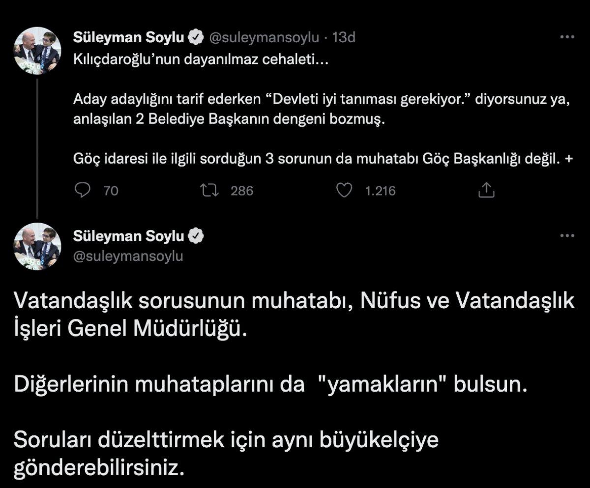 Süleyman Soylu Kemal Kılıçdaroğlu'nu yerin dibine soktu