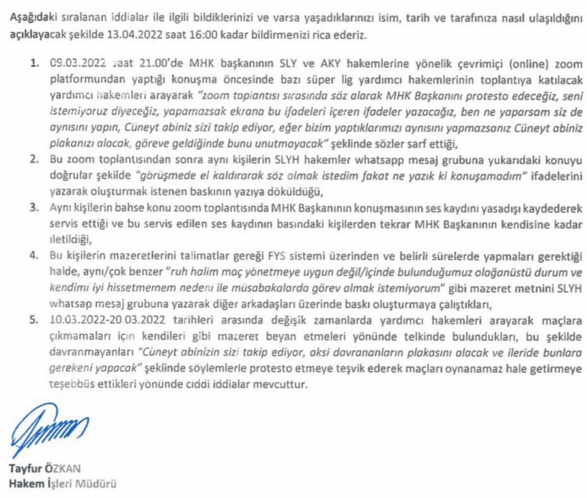 MHK'den hakemlere mail