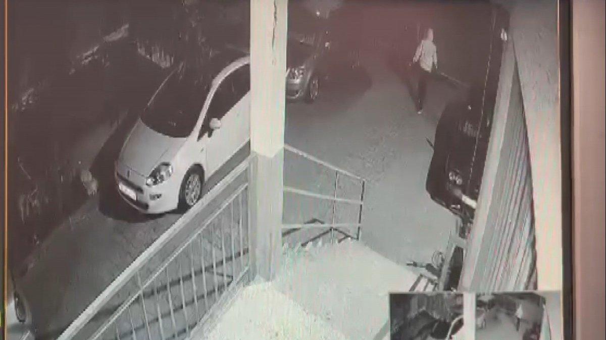 Antalya'da otoparktaki otomobillerin lastiklerini patlattı