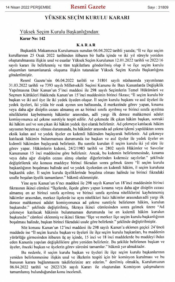 İl ve ilçe seçim kurulu başkanları değişiyor