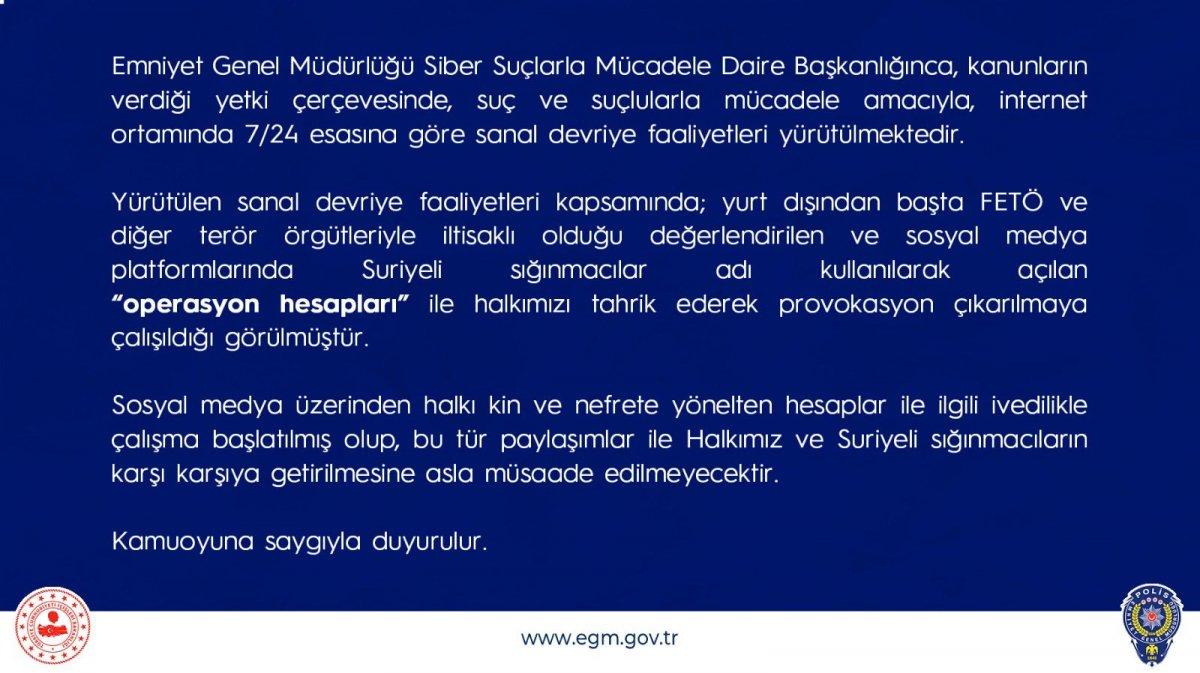 Emniyet'ten Suriyeli sığınmacı paylaşımlarıyla ilgili açıklama