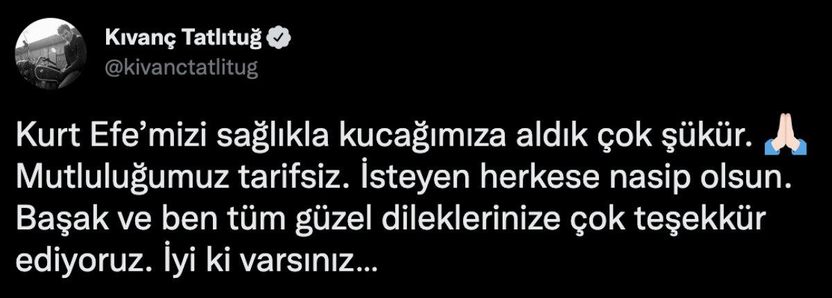 Kıvanç Tatlıtuğ ile Başak Dizer'in oğulları Kurt Efe doğdu