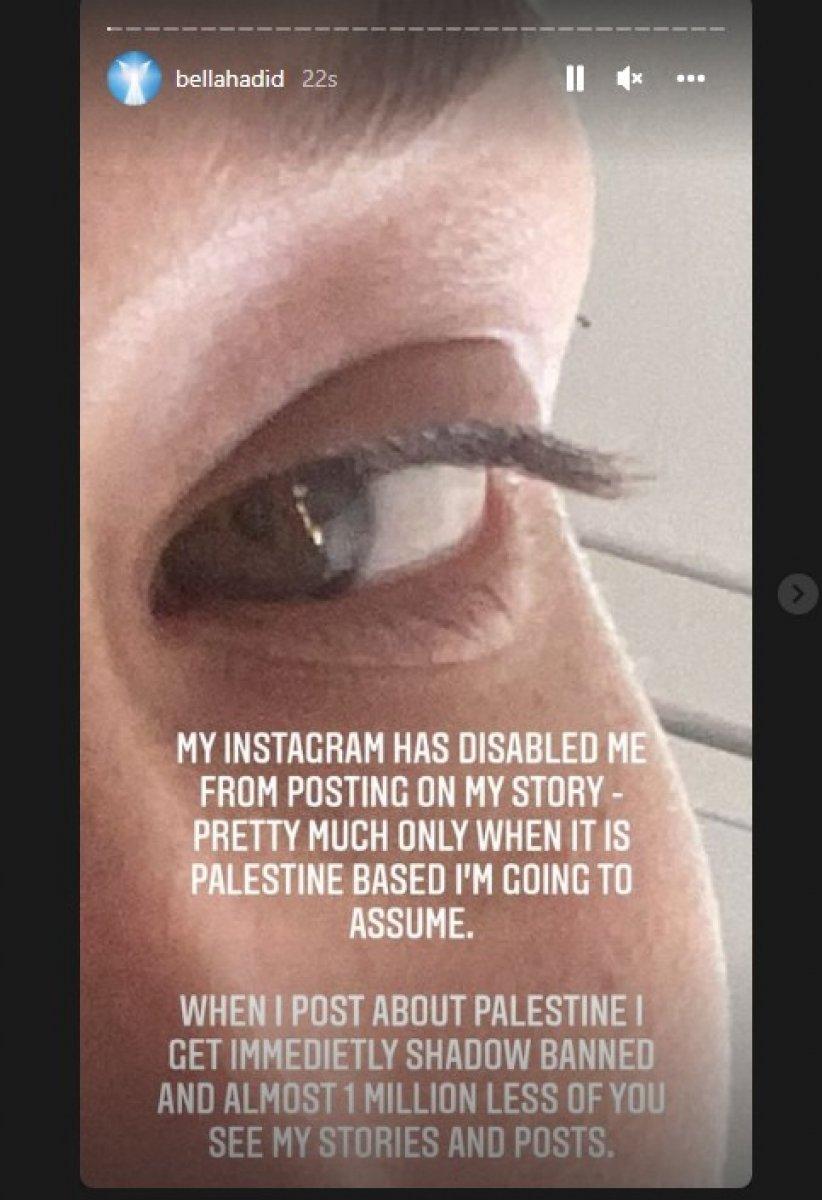 Bella Hadid’in, Filistin paylaşımları kısıtlandı