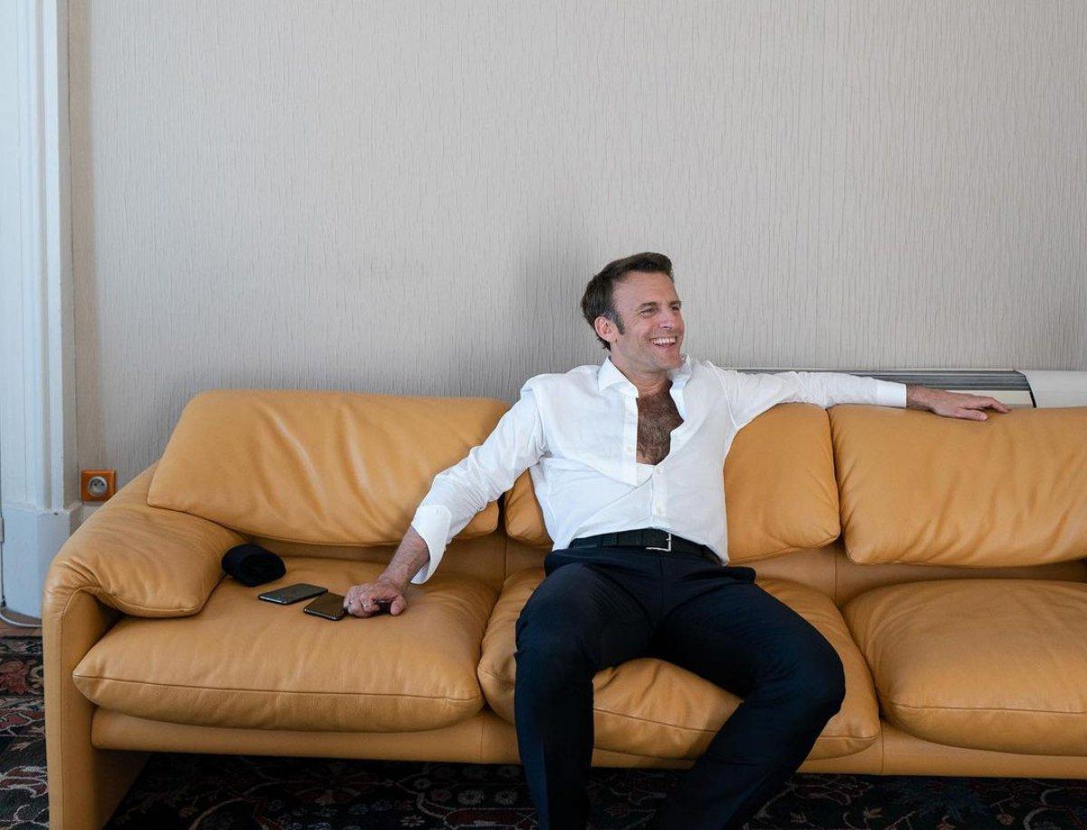 Emmanuel Macron'un rahat tavırları objektiflere yansıdı