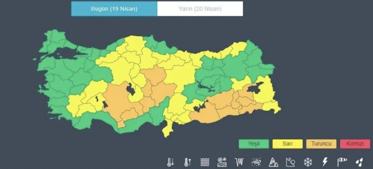 Meteoroloji'den 43 ile sarı ve turuncu kodlu uyarı