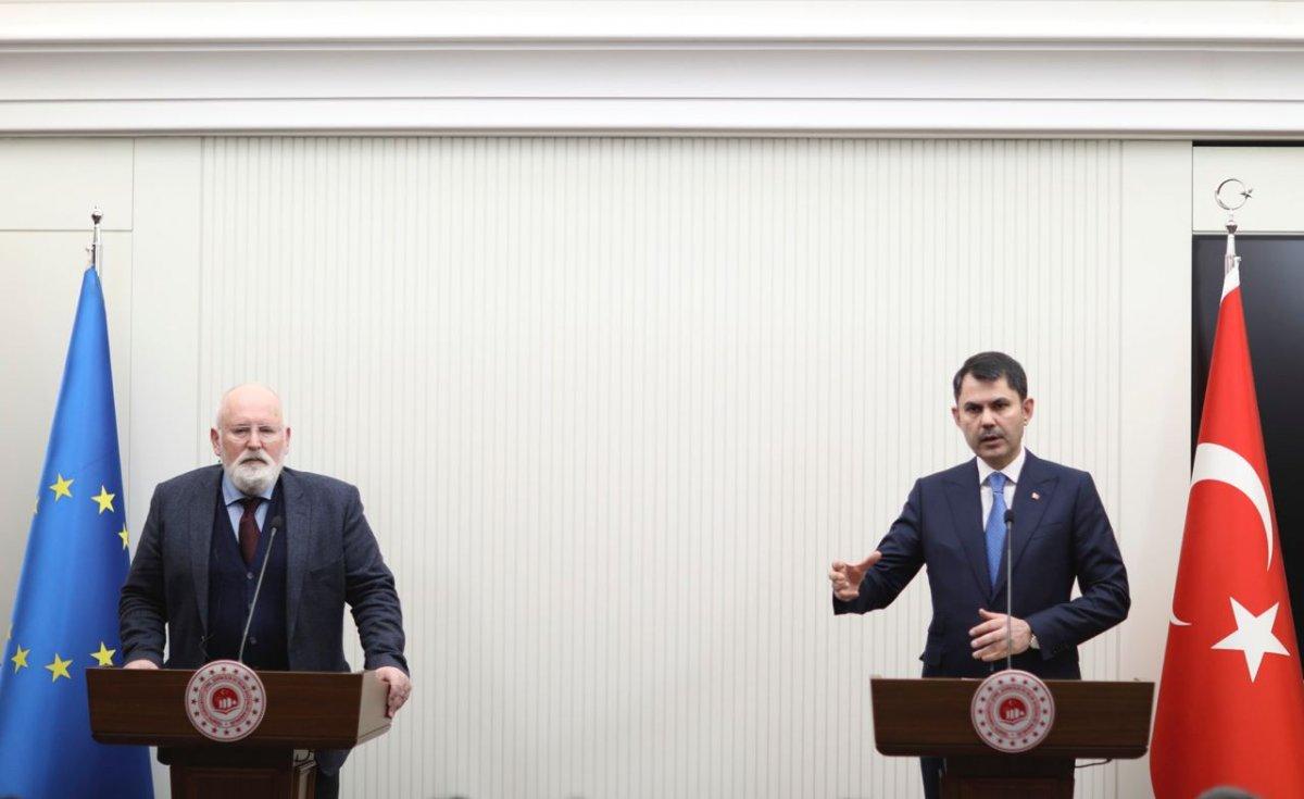 Murat Kurum, AB Komisyonu Başkan Yardımcısı Timmermans'ı kabul etti