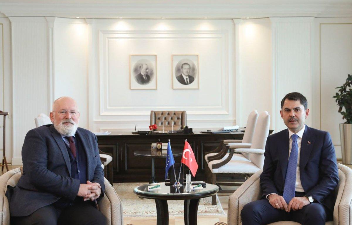 Murat Kurum, AB Komisyonu Başkan Yardımcısı Timmermans'ı kabul etti
