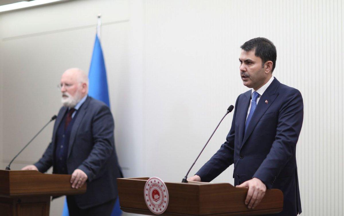 Murat Kurum, AB Komisyonu Başkan Yardımcısı Timmermans'ı kabul etti