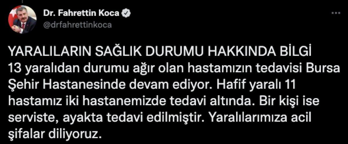 Fahrettin Koca'dan patlatılan cezaevi aracındaki yaralılar hakkında paylaşım