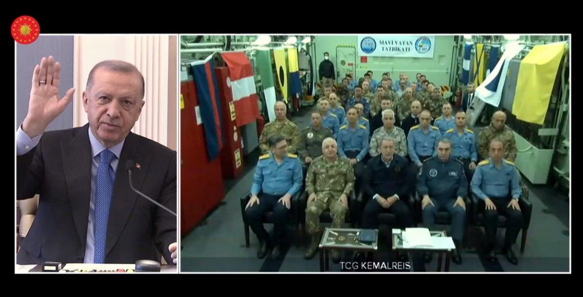 Cumhurbaşkanı Erdoğan, Mavi Vatan-2022 Tatbikatı'na canlı bağlantı yaptı