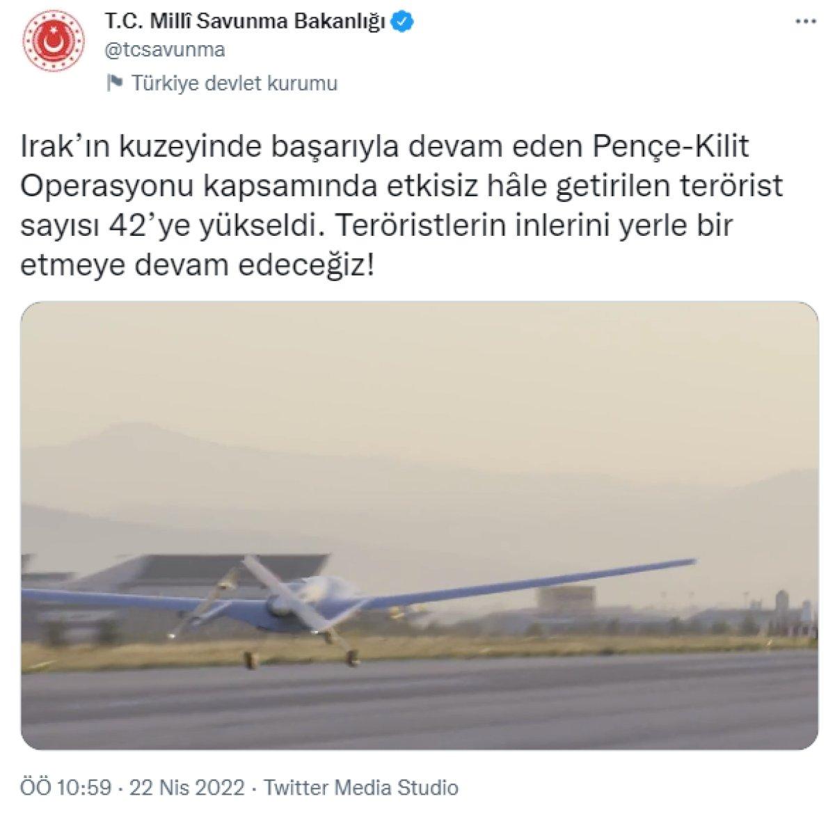 Pençe-Kilit operasyonunda öldürülen terörist sayısı 45'e çıktı