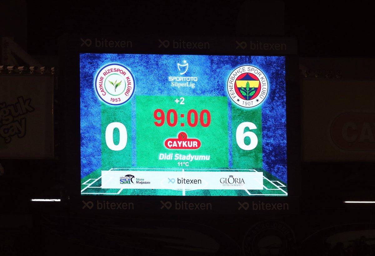 Fenerbahçe, Rizespor'u 6 golle mağlup etti
