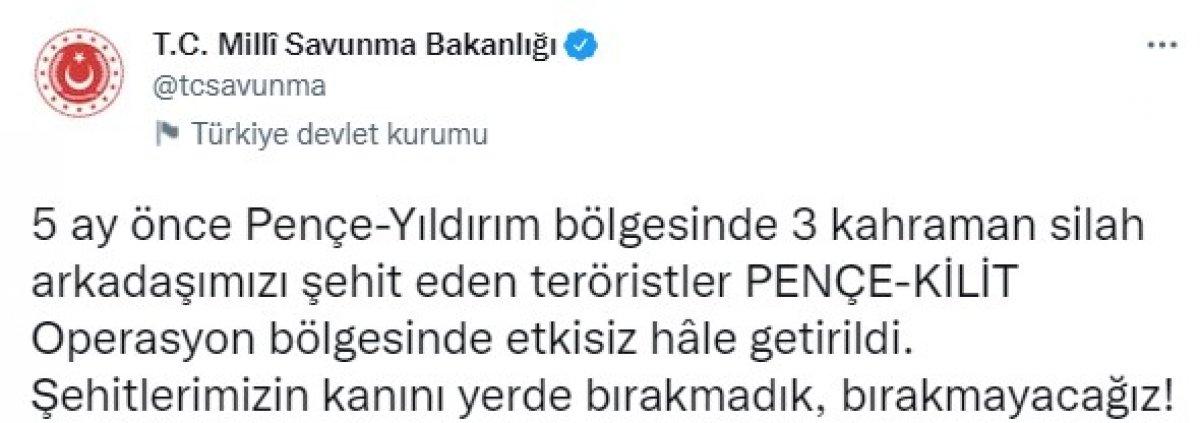 3 askerimizi şehit eden teröristler Pençe Kilit bölgesinde öldürüldü