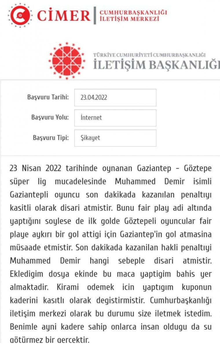 Bahis kuponu yatan taraftar, Muhammet Demir'i CİMER'e şikayet etti