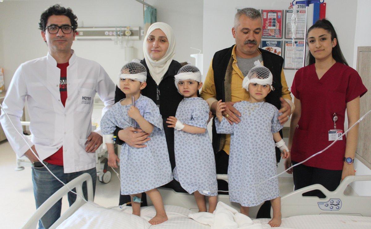 İşitme kaybı olan Suriyeli üçüzler, Gaziantep'te sağlıklarına kavuştu