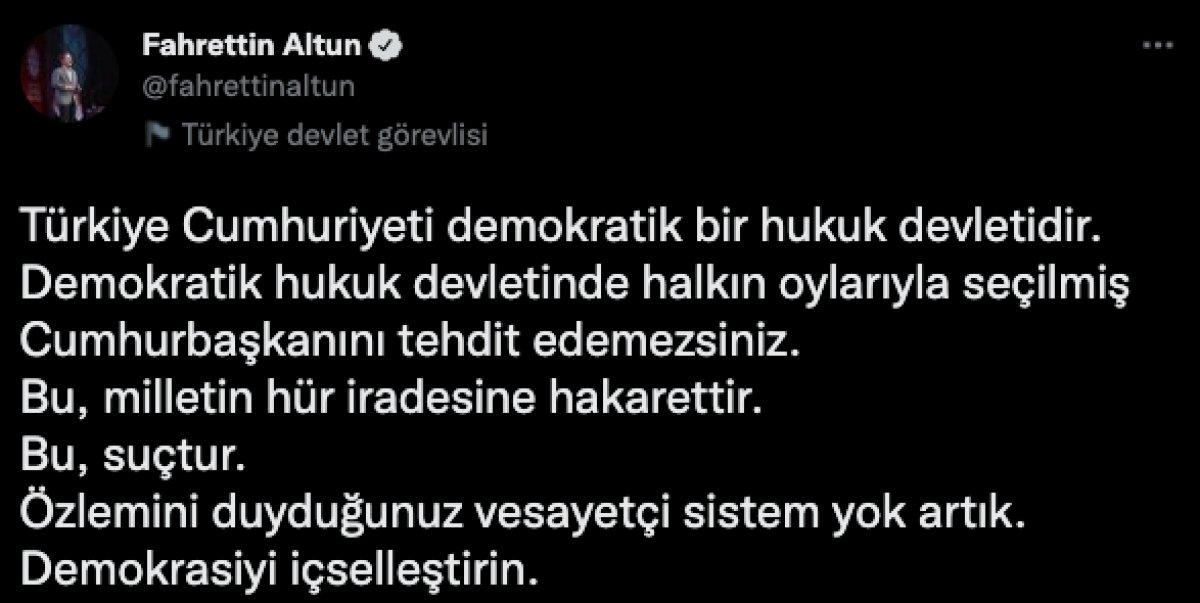 Cumhurbaşkanını tehdit eden Özgür Özel'e Fahrettin Altun tepkisi