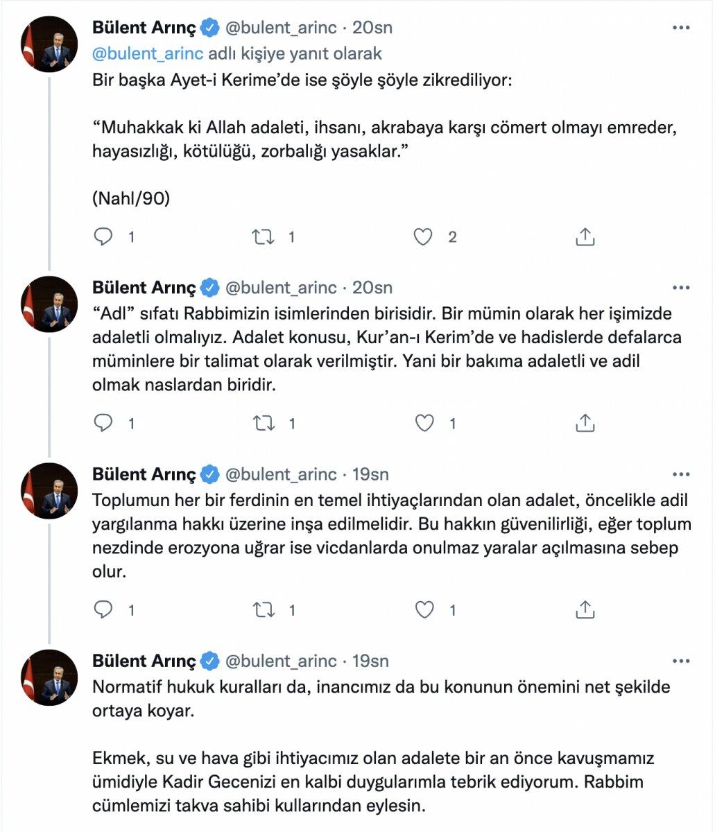 Bülent Arınç, ayetlerle 'adalet' hatırlatması yaptı