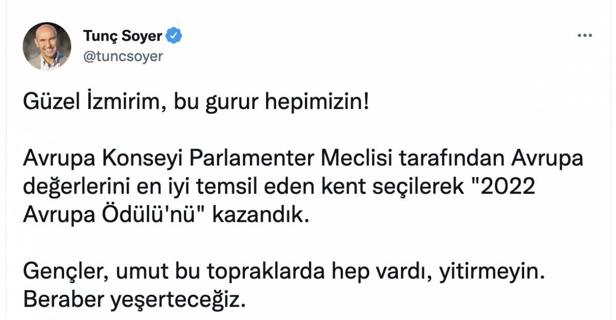 Tunç Soyer: Avrupa değerlerini en iyi temsil eden kent seçildik