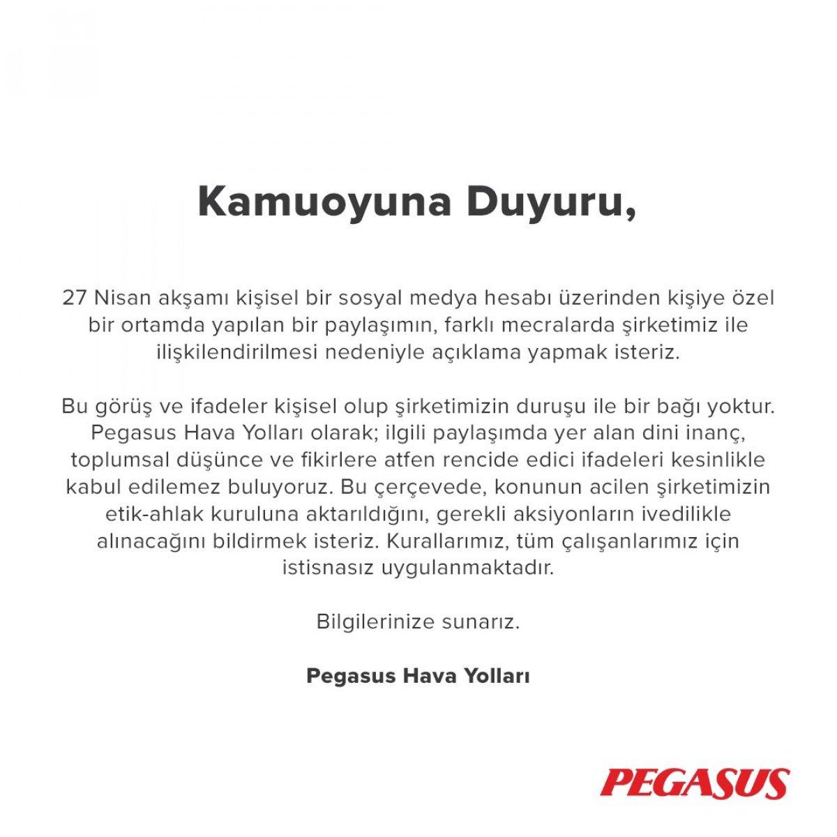 Pegasus, Kadir gecesi yapılan alkollü alemle ilgili açıklama yaptı