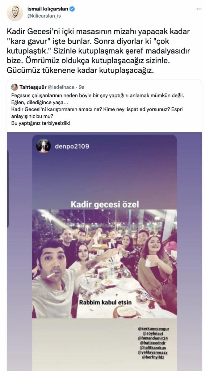 Pegasus çalışanları Kadir gecesinde alkollü alem yaptı