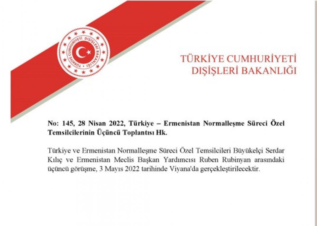 Ermenistan ile yapılacak üçüncü görüşmenin tarihi belli oldu