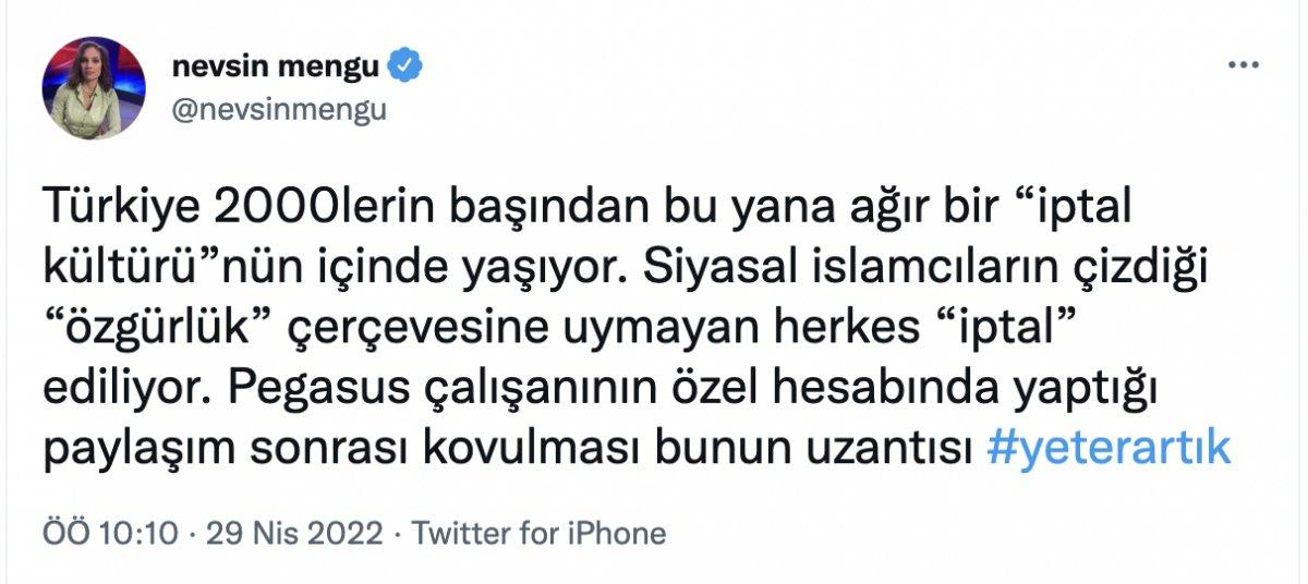 Nevşin Mengü'den Pegasus'a 'siyasal İslamcı' eleştirisi
