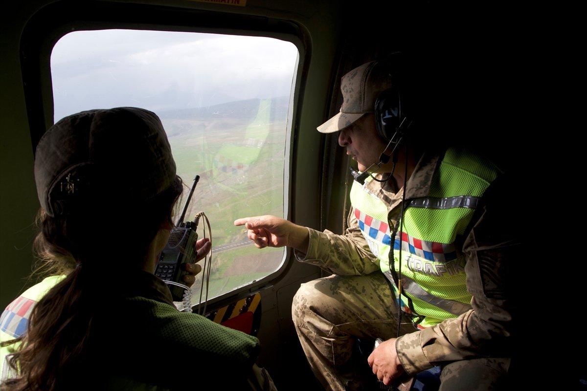 Bayram öncesi havadan ve karadan trafik denetimi