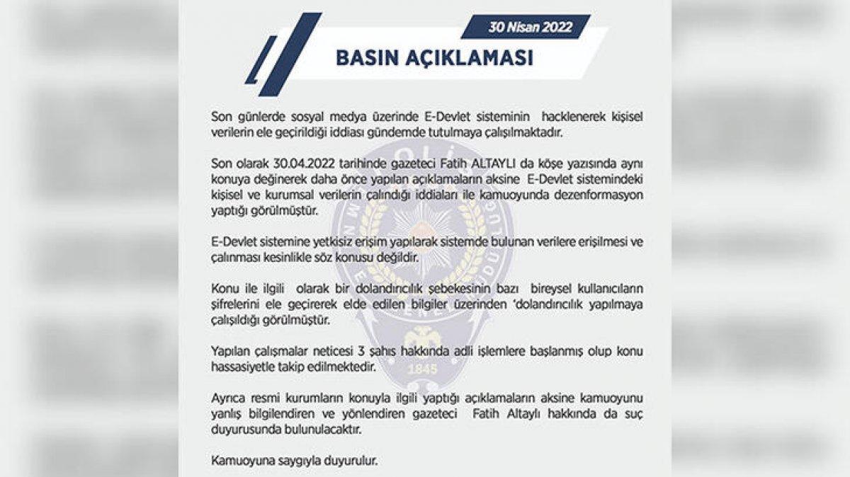 EGM: e-Devletin hacklenmesi söz konusu değil