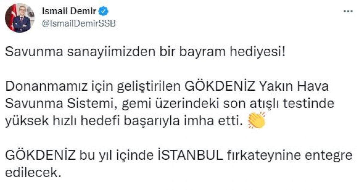 Gökdeniz, yüksek hızlı hedefi başarıyla imha etti