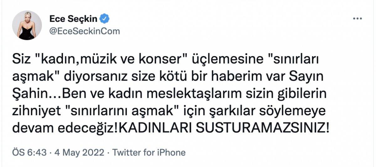 Ece Seçkin'den sahne almasını eleştiren belediye başkanına tepki
