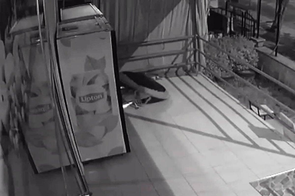 Denizli'de markete giren hırsız, kendini trambolinle sakladı