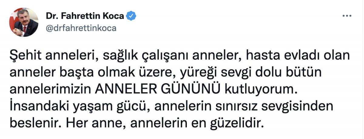 Fahrettin Koca'dan 'Anneler Günü' paylaşımı